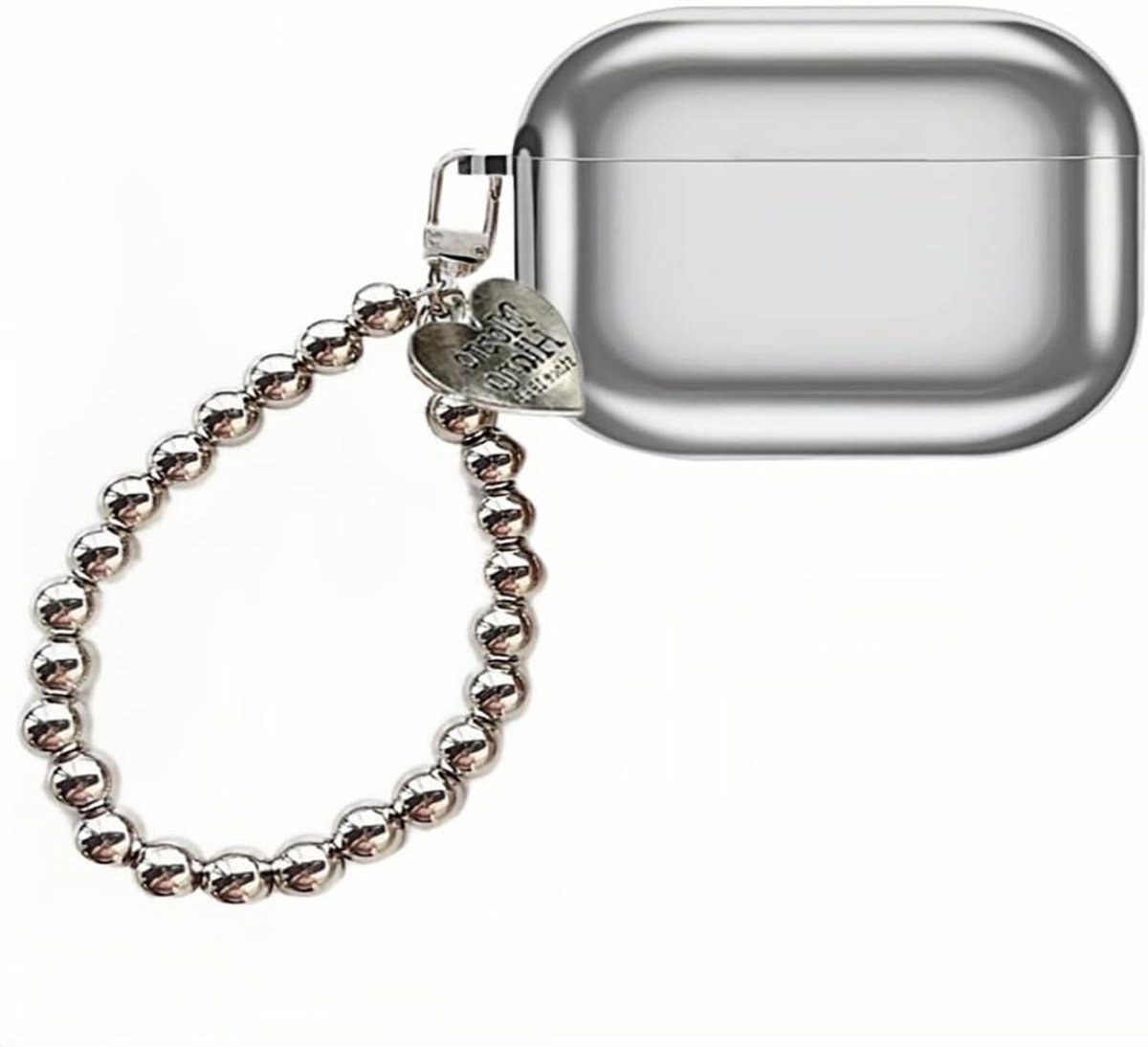 Hoesje AirPods Pro - Beschermhoes Oordopjes - Dagelijks Gebruik - Met Hart Hanger - AirPods Pro 2 - Zilver