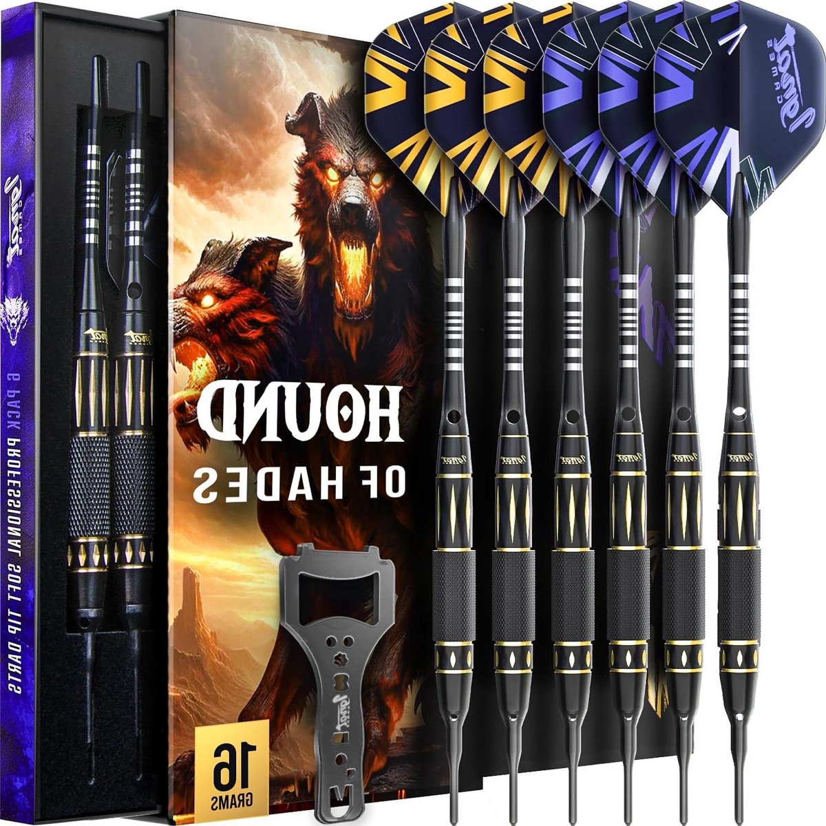 Dartset Zachte Punt - Dartpijlen Set - Darten Oefenen - Messing Vaten - 16 G - Zwart