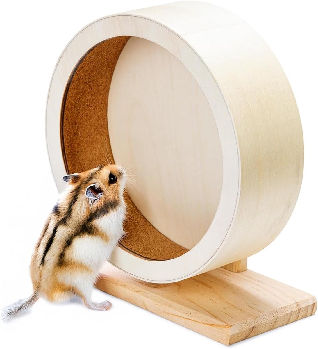 Loopwiel Kurk - Rondloopwiel Knaagdier - Dieren Beweging - Gesloten Ring - 20 cm - Natuurlijk