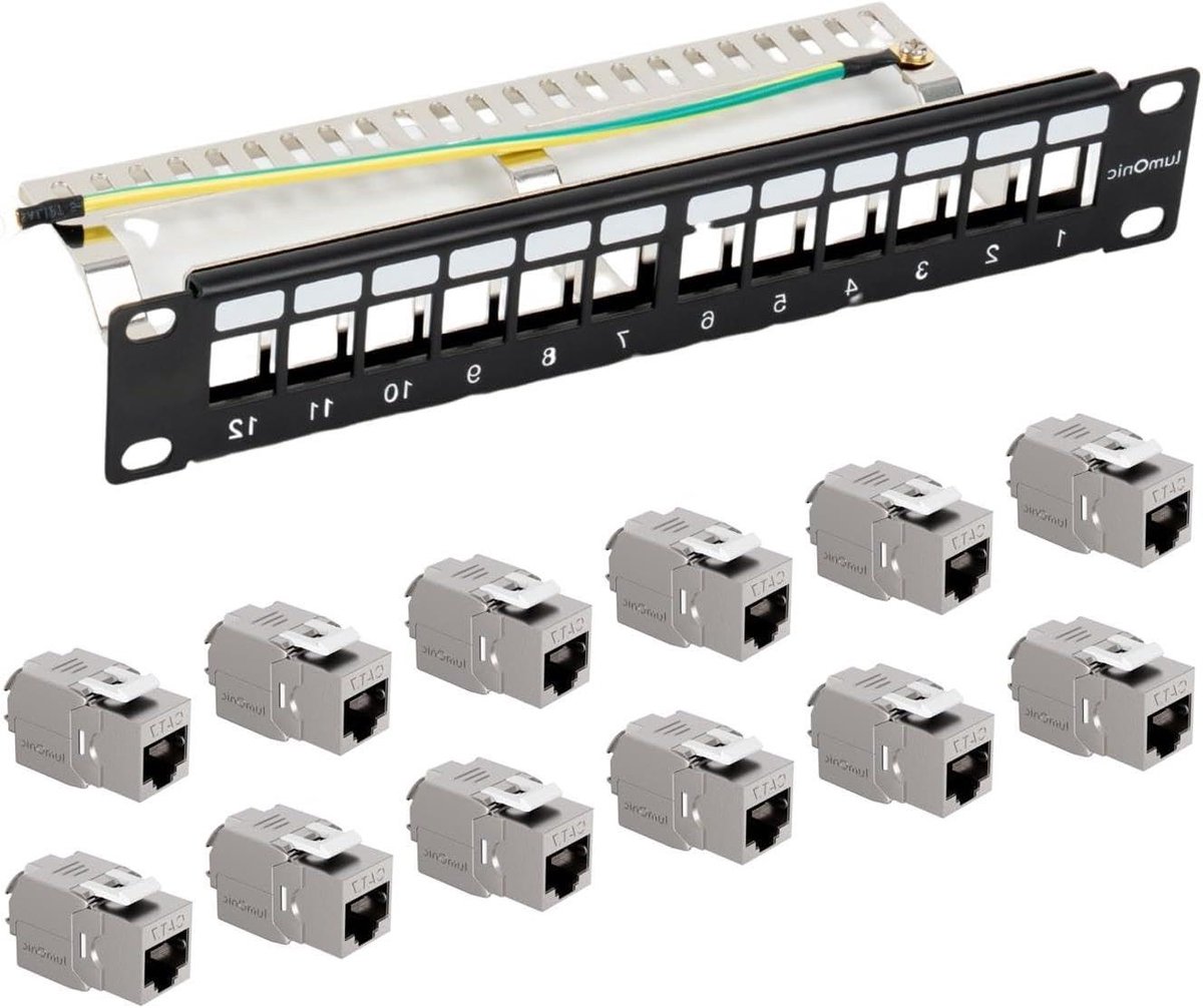 10 Inch Patchpaneel CAT7 - 12 Poorten - 1U Netwerk Rackmontage - Toolless Keystone Modules