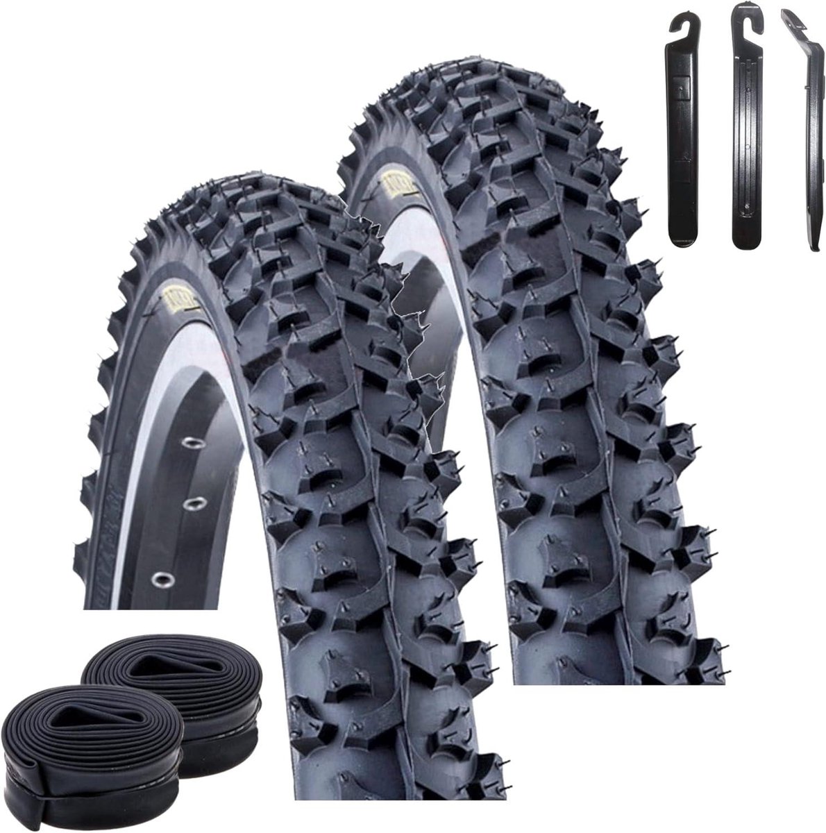 Fietsbanden Set - MTB Banden - Off-road Fietsen - Noppenprofiel Middenrib - 20 x 2.0 Inch - Zwart