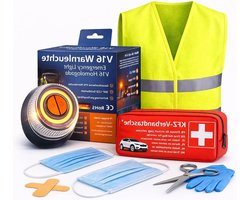 Veiligheidsset Auto - Noodkit Voertuig - Pechhulp Onderweg - 3-in-1 Complete Kit - Compact Opbergbaar - Geel