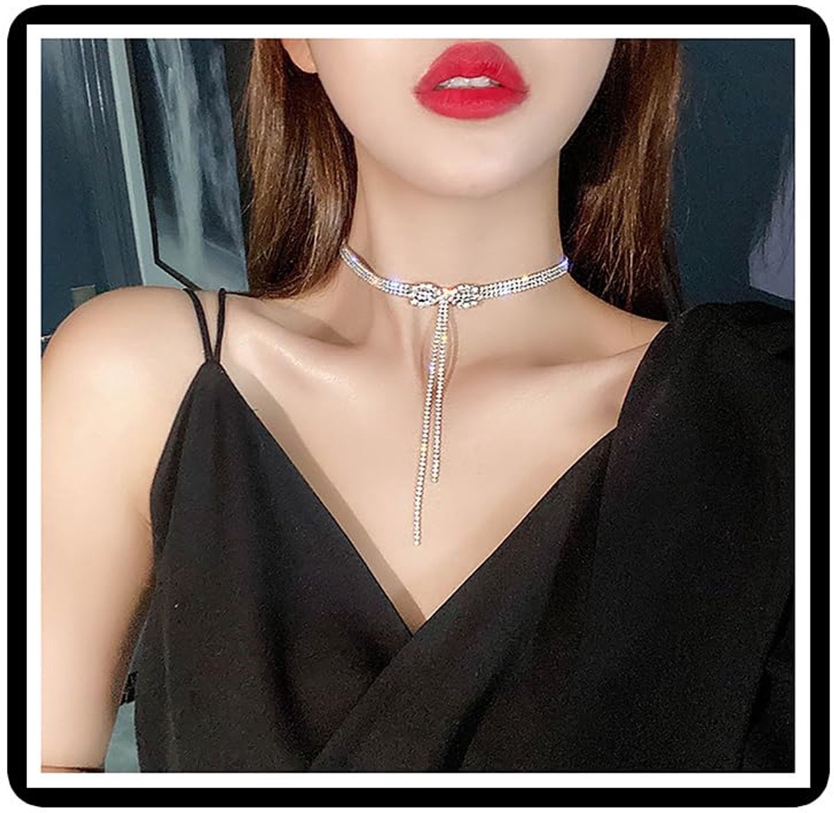 Ketting Boog Kristal Kwastjes Hanger Ketting Ketting Kostuum Sieraden Voor Vrouwen Meisjes