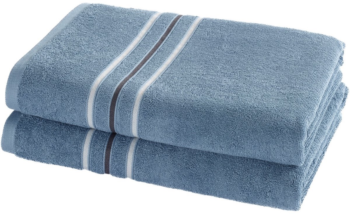 Moodit Douchelaken Empress Stone Blue - set 2 st. - 70 x 140 cm - 100% Katoen