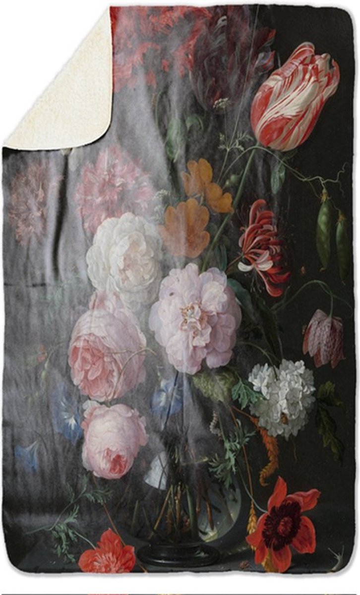 Fleecedeken Bloemen1, FD2023805, 96x146cm, Polyester Sherpa