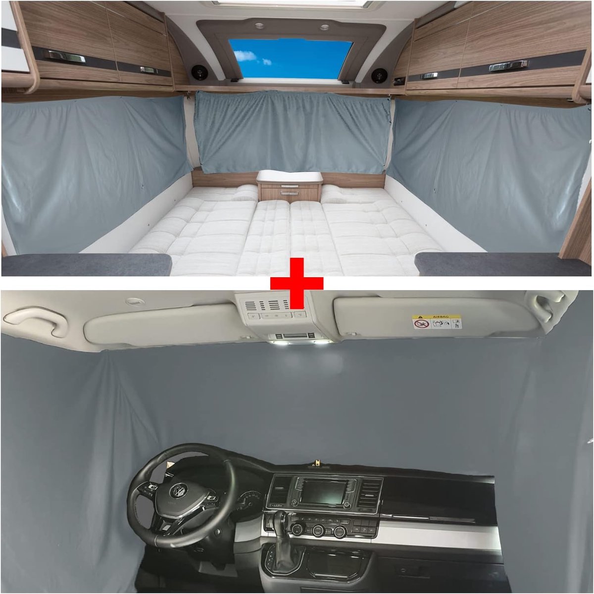 SITZBEZÜGE Blackout Gordijnenset compatibel met Citroen Jumpy 3 vanaf 2016, zonwering, camping, camper, complete set, gordijnen, ondoorzichtig, accessoires