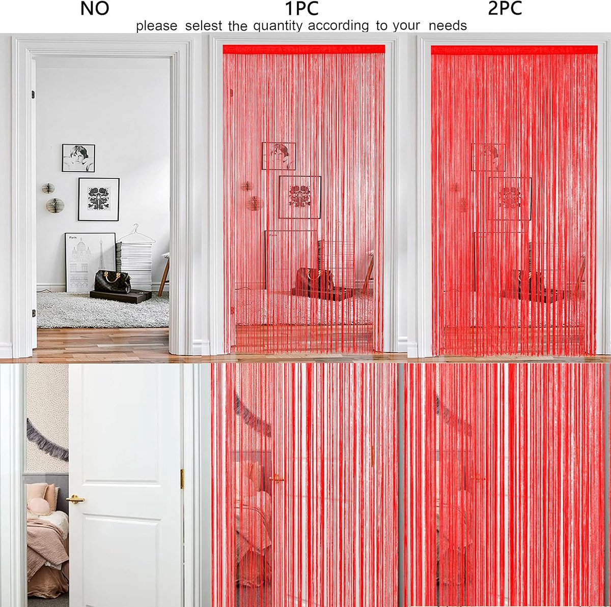 String Deurgordijn Venster Decoratie Kamer Verdeler Decoratie Enkel Gordijn voor Vensters,90x200cm,Rood