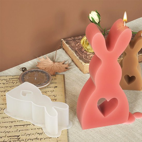 2 stuks siliconen vorm, 3D paashaas, siliconen vormen, gietvormen, Pasen, konijn, kaarsen, gietvormen, siliconen gietvorm, Pasen, hazenvorm, doe-het-zelf voor gips, sojawas, kaarsen, handwerk — afbeelding 2