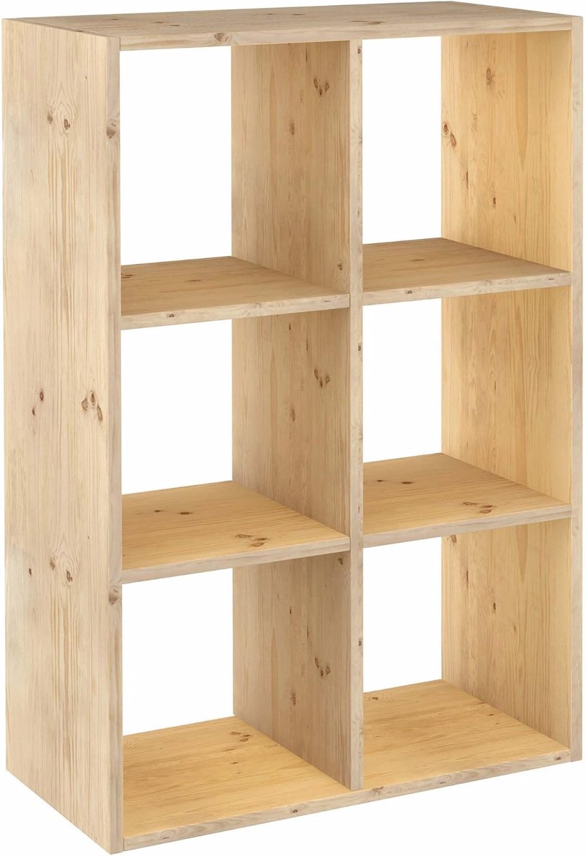 Kit Line Modulair rek, 6 dobbelstenen, dinamic, massief grenenhout, 105,4 x 70,8 x 33 cm