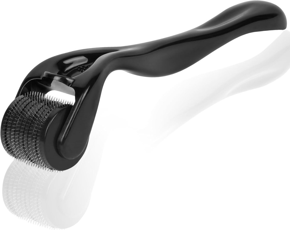 Beard Roller 1.5mm voor Haargroei bij Mannen, Microneedle Roller voor Huidverzorging en Baardverzorging, Geschikt voor Mannen en Vrouwen (Zwart)