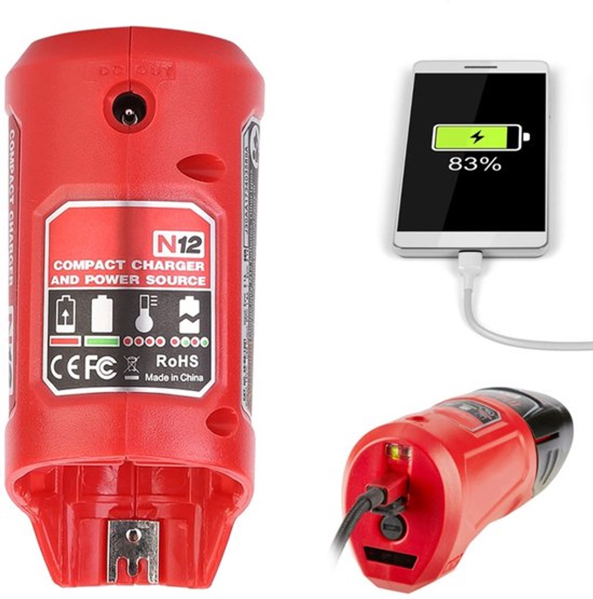 Store_8 - Draagbare USB-batterijlader - Acculader voor M12