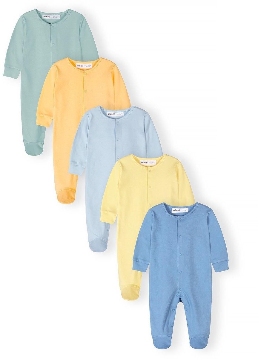 Minoti baby pyjama 5-pack jongens onesie - met voetjes - 100% katoen