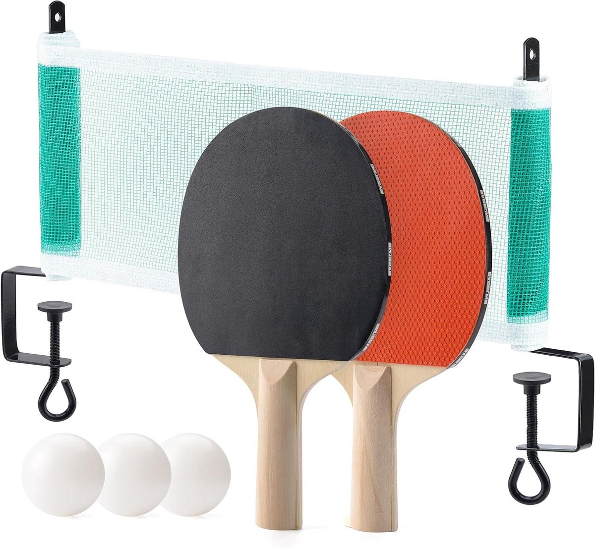 Tafeltennis Set - Ping Pong - Familie Spel - Inclusief Net - 2 Batjes 3 Ballen - Zwart