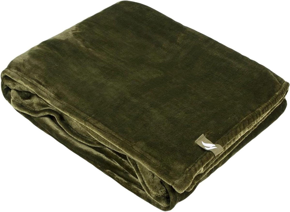 Deken - Plaid - Warm Blijven - Warmte-isolerend Materiaal - 180x200 cm - Olijfgroen