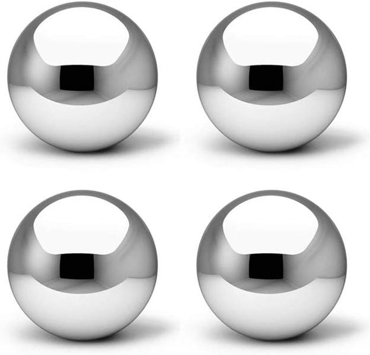 Set van 4 spiegelgepolijste roestvrijstalen observatieballen - Reflecterende holle bal - Drijvende ballen voor vijver - Tuindecoratie (8 cm)