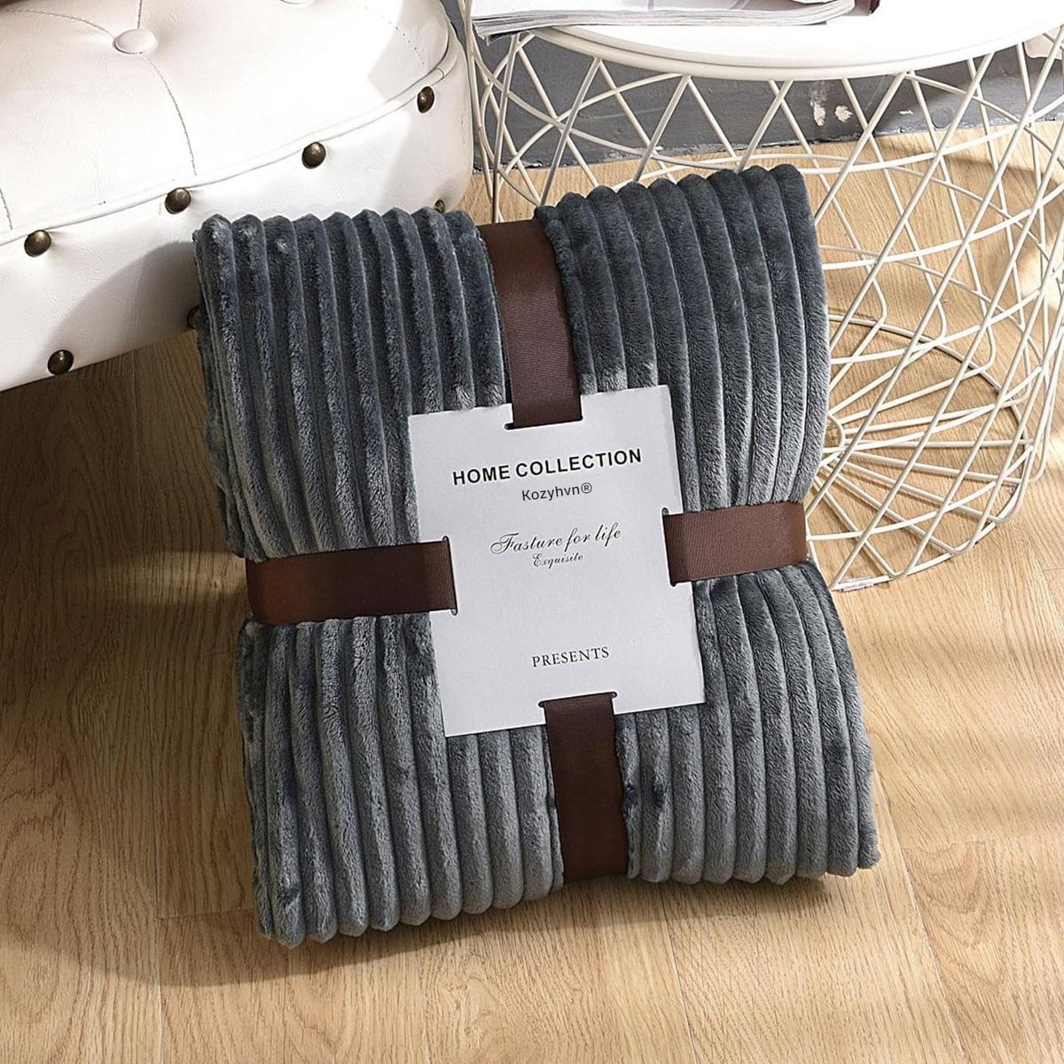 - zacht, gezellig fleece, warm voor de winter, omkeerbaar voor bank, grijs, 127 x 152 cm