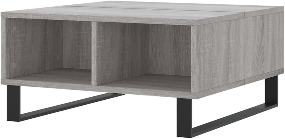 Salontafel 60x60x30 cm Opslagruimte Hout Grijs Sonoma Eikenkleurig