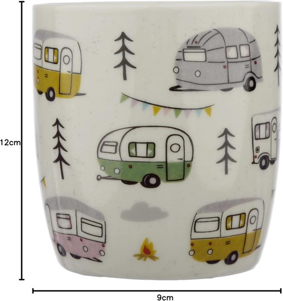 Porseleinen Mok Caravan - Thee Mok Koffiemok - Dranken Serveren - Caravan Thema Ontwerp - 300ml - Wit — afbeelding 2