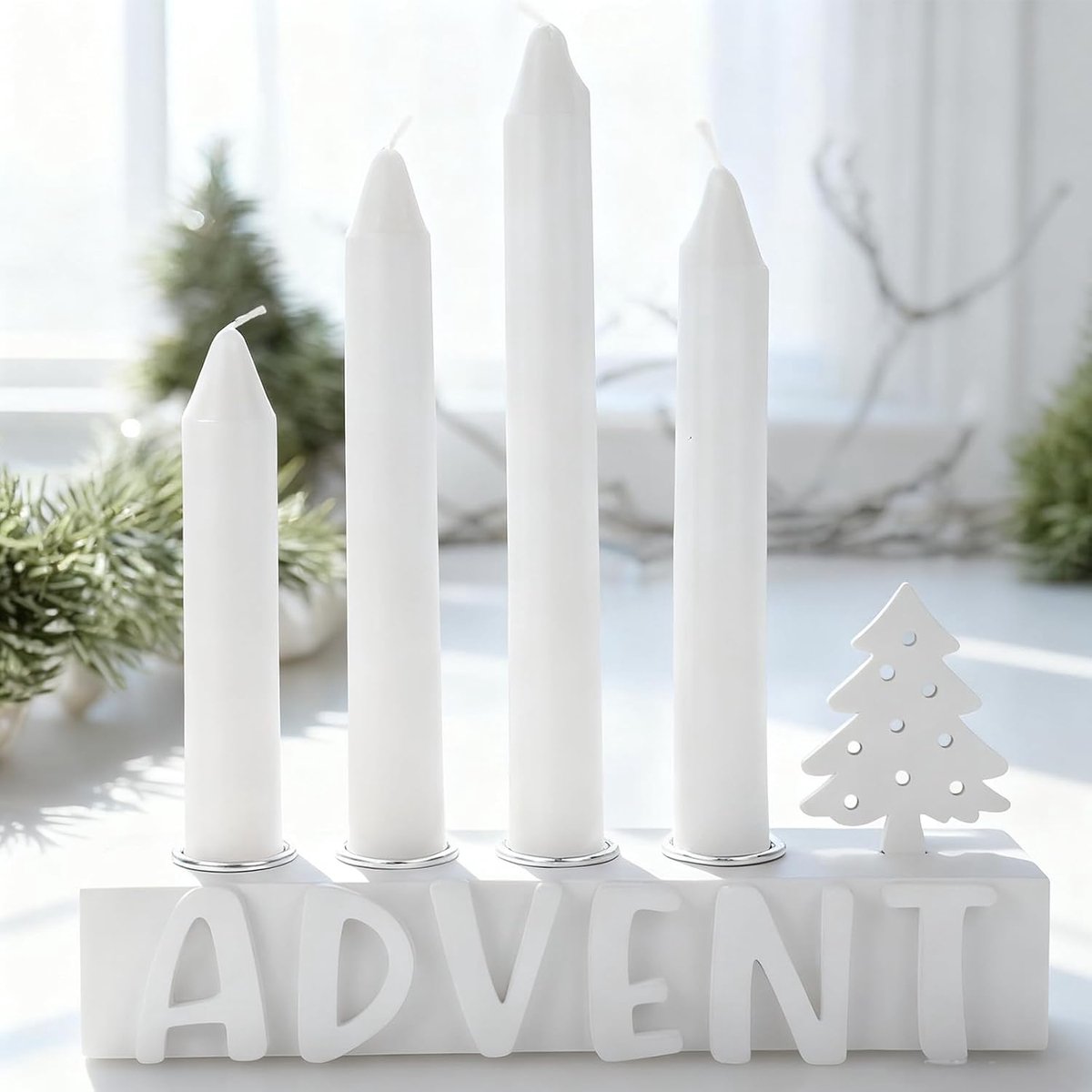 adventskrans, adventsstuk, langwerpige adventskandelaar, hout, adventskrans, modern, adventskaarsdienblad, Kerstmis, adventsdecoratie, tafeldecoratie, kerstdecoratie – foto 5