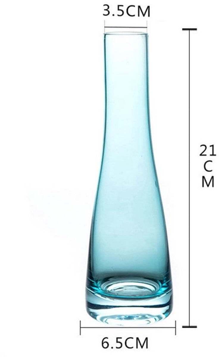 Onf3 - Handgemaakte Glas Vaas - Decoratieve Bloem Vaas - Helder Blauw