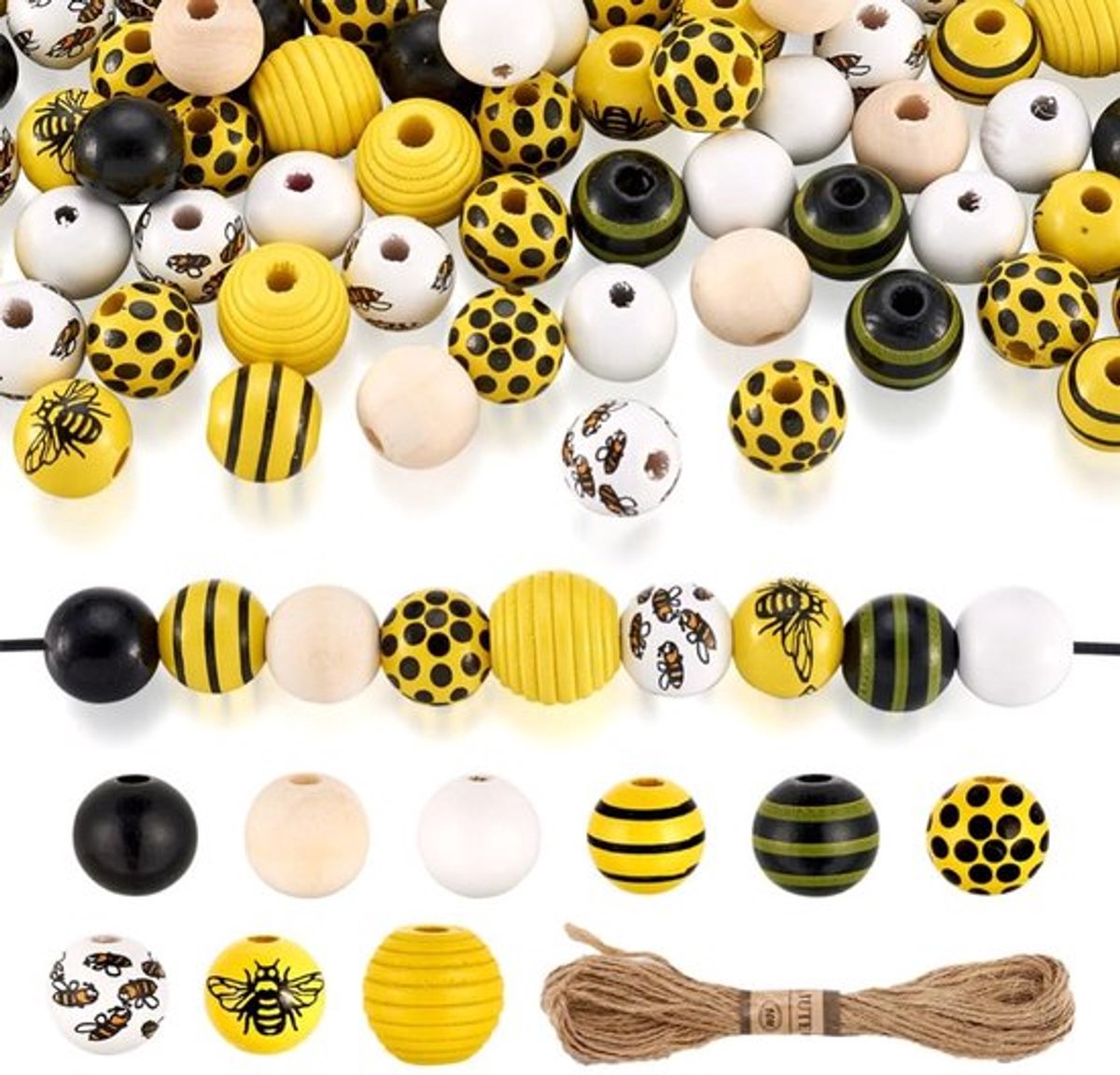 Onf3 - Houten Kralen - Bijen Kralen - Decoratief voor Feestjes