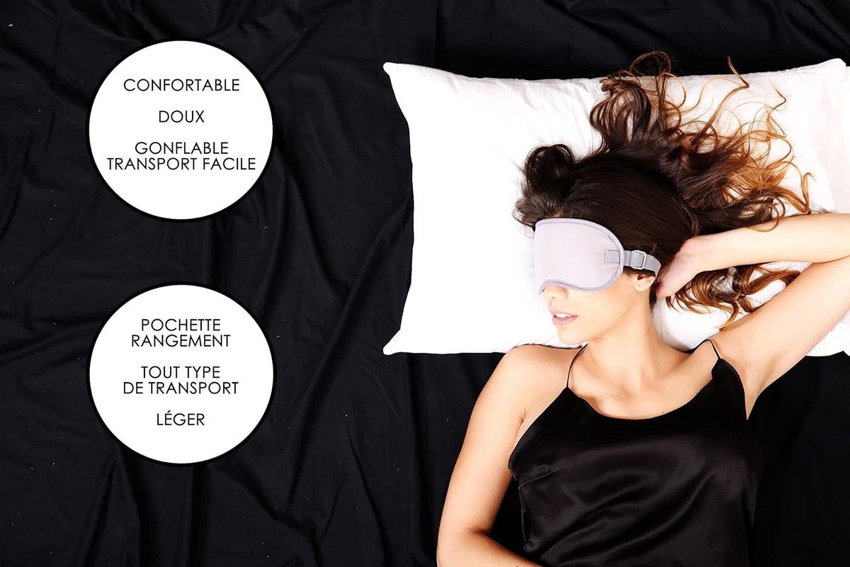- Reisset. Opblaasbaar kussen, opblaasbaar zacht fluweel en wasbare hoes met oordopjes en oogmasker (blauw)