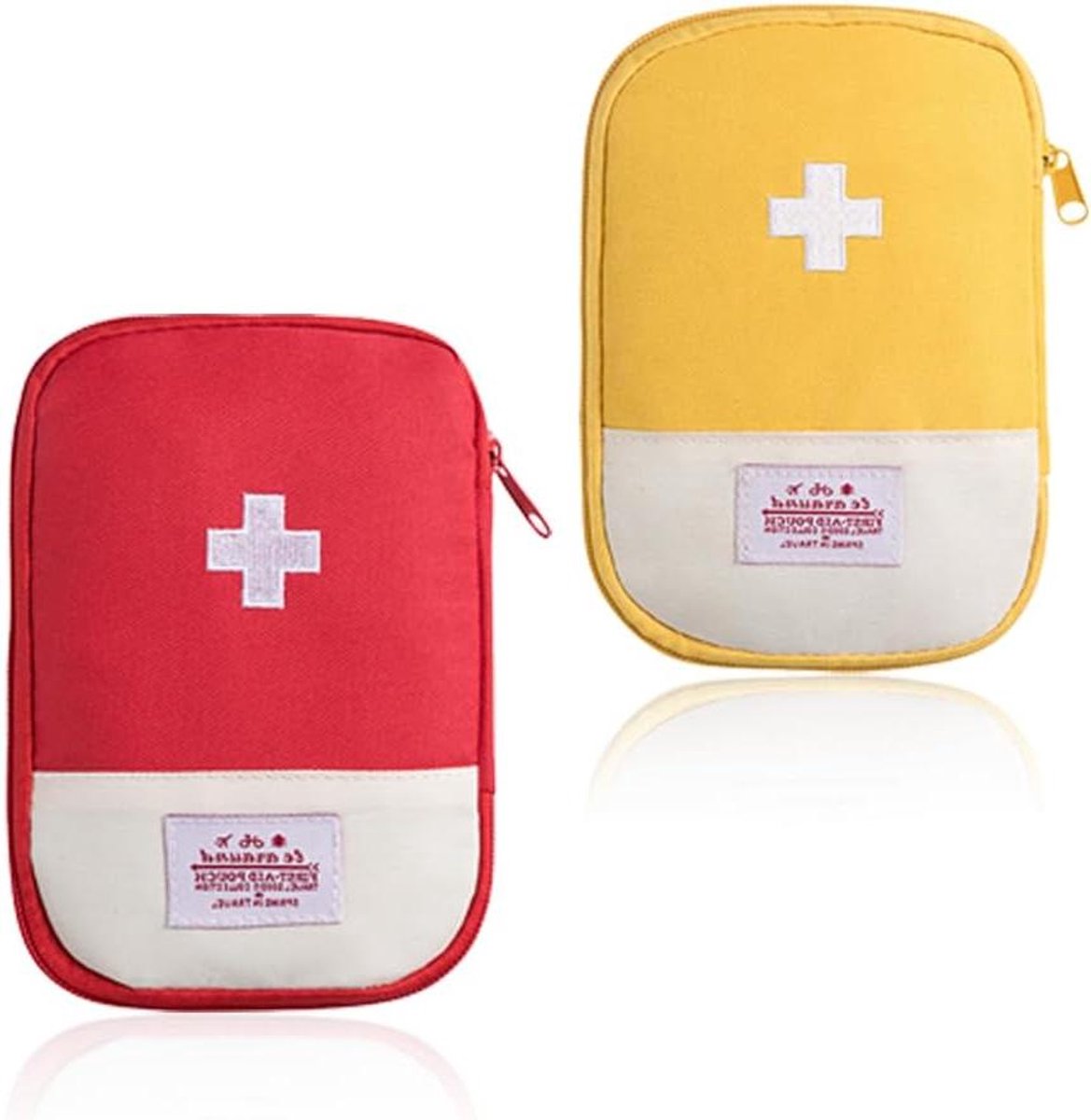 Lege EHBO Tas - Noodset Organizer - Medicijnen Opbergen - Lichtgewicht Oxford Stof - 2 Stuks 18x13cm - Grijs