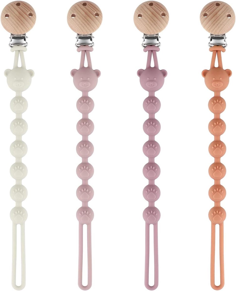 Fopspeenclips - Baby speenhouder - Voorkom verlies - Veilig siliconen materiaal - Set van 4 - Multicolor
