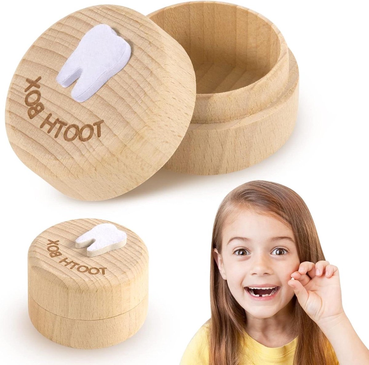 Houten Doosje - Herinneringsdoosje - Mooie Aandenkens - 3D Gesneden - 5 x 5 x 3.5 cm - Houtkleur
