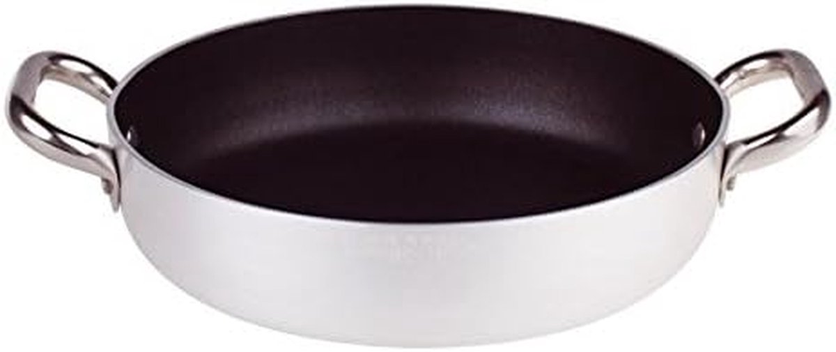 Omelet Pan - Koekenpan met antiaanbaklaag - Ontbijt Bereiden - Twee handvatten - 24 cm - Zilverkleurig