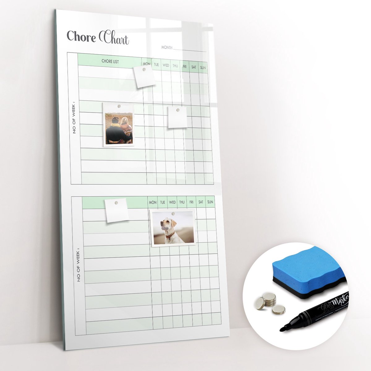 Tulup Whitebord - Jaarlijkse schoonmaakplanner - 60 x 120 cm - Groente Memobord Keuken - Gratis 5 Sterke Magneten + Whiteboard Marker & Wisser - Interieur Accessoires Kantoor - Memobord Keuken - Productiviteit Tools