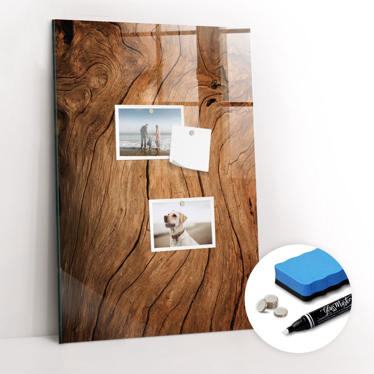 Tulup Whitebord - Oud hout - 40 x 60 cm - Bruin Magneetbord Design - Gratis 5 Sterke Magneten + Whiteboard Marker & Wisser - Organizer Muur - Magneetbord Rechthoekig - Organiseer Je Bureau