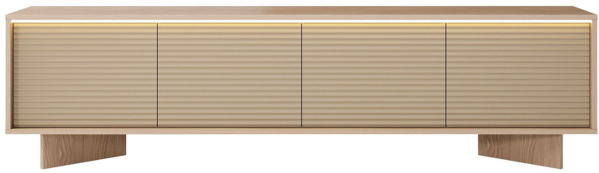 Vente-unique Tv-meubel met 4 deuren en leds in MDF - Beige en Natuurlijk licht MAYRONA