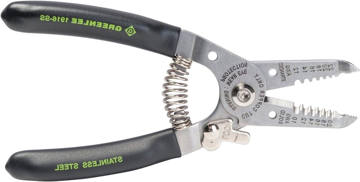 Draadstripper Tang - Krimptang Stripper - Elektrische bedrading - Roestvrij staal - 15 cm - Zwart