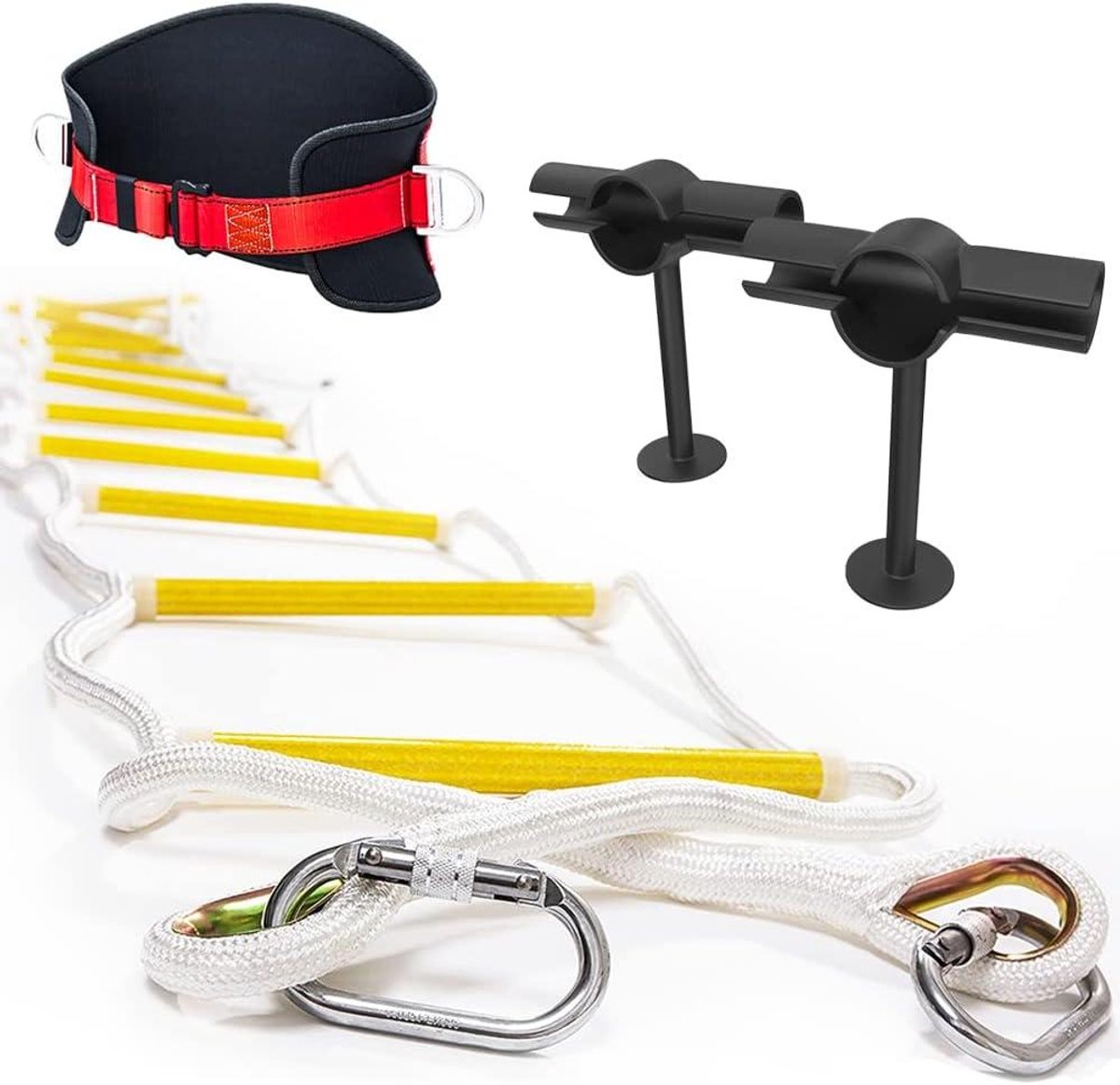 Veiligheidsladder 10m - Noodladder Huis - Veilig Ontsnappen - Vlamvertragend Materiaal - 10 Meter Lengte - Zwart