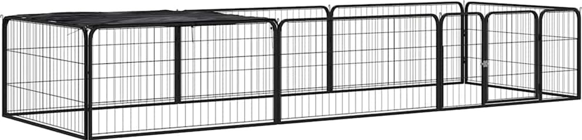 Bol.com vidaXL - Hondenkennel - 8 - panelen - 100x50 - cm - gepoedercoat - staal - zwart aanbieding