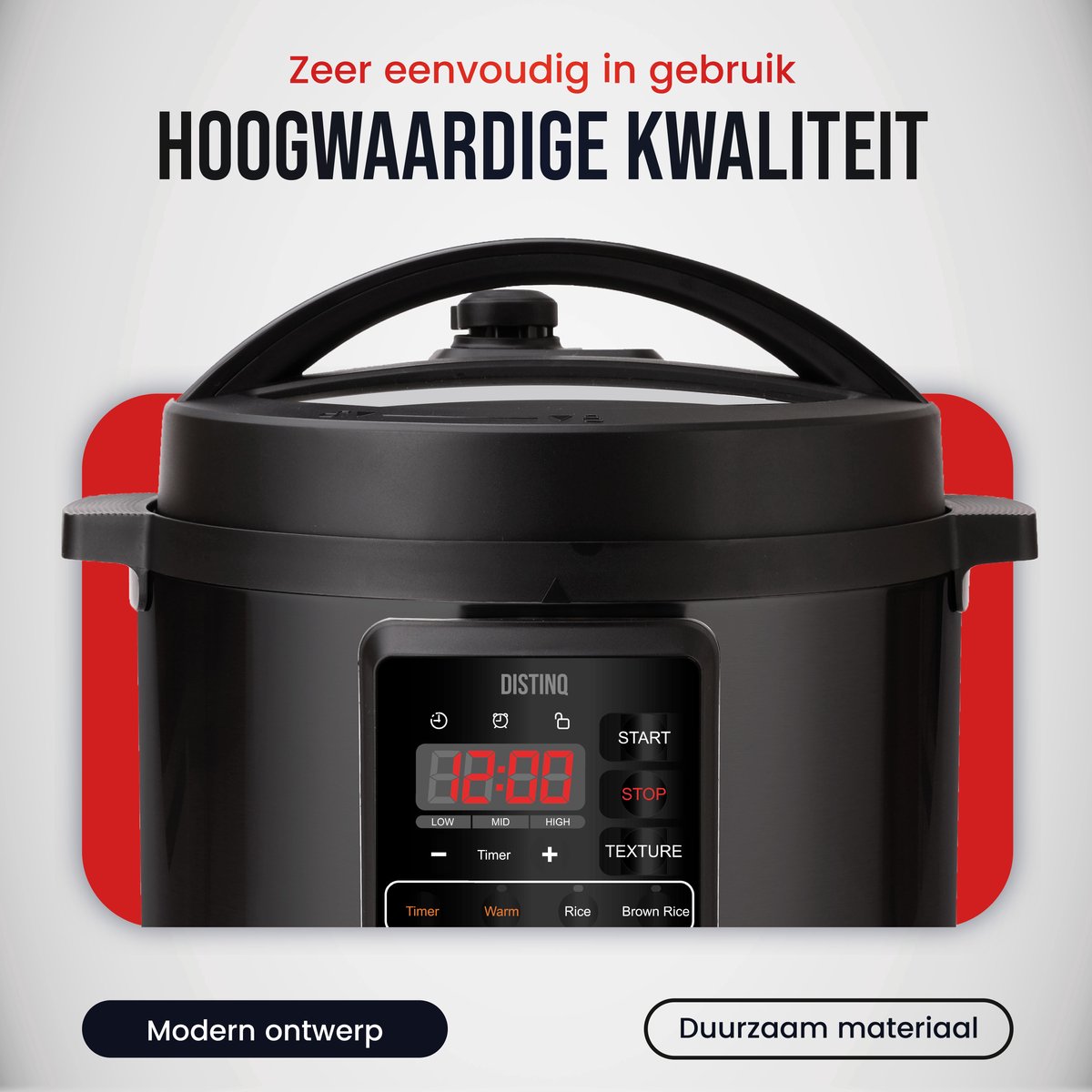 DistinQ Multicooker 9-in-1 - Snelkookpan - Pressure cooker - Rijstkoker - Slowcooker - Stomer - Sous-vide – foto 3