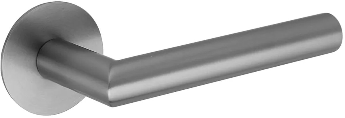 Deurkruk (2x) Celia rond 20mm haaks op ultra dunne rozetten van 3mm geborsteld gun metal PVD gecoat | Ronde deurklinken