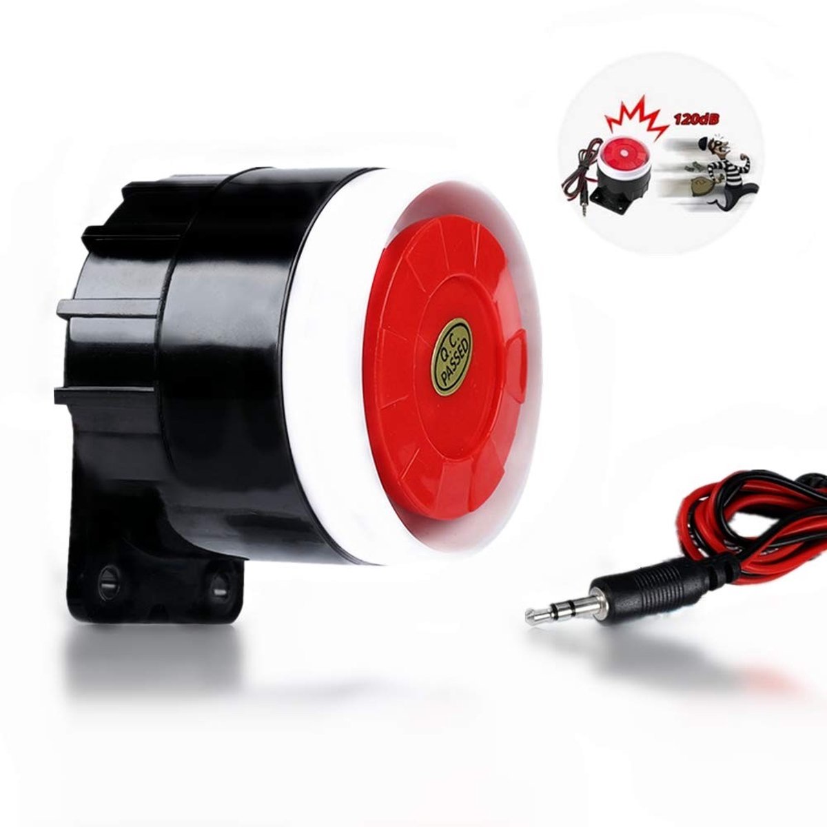 Solidchoice - Mini Rood Bedrade Hoorn Sirene Alarm - Eenvoudig Te Installeren Geluidsalarm - 120dB Veiligheidssysteem - DC 12 V