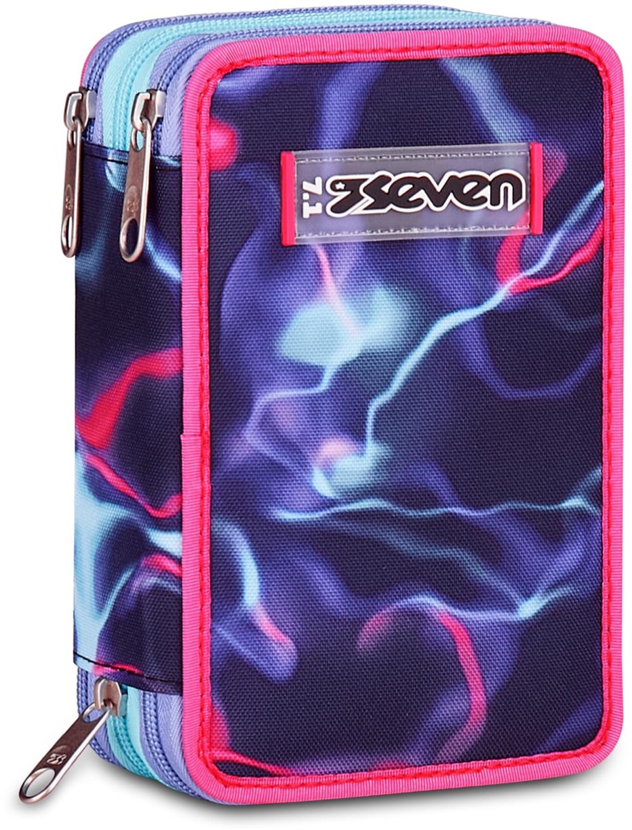 Solidchoice - Seven Pennenetui voor School met 3 Ritssluitingen - Roze, Compleet met 45 Stuks