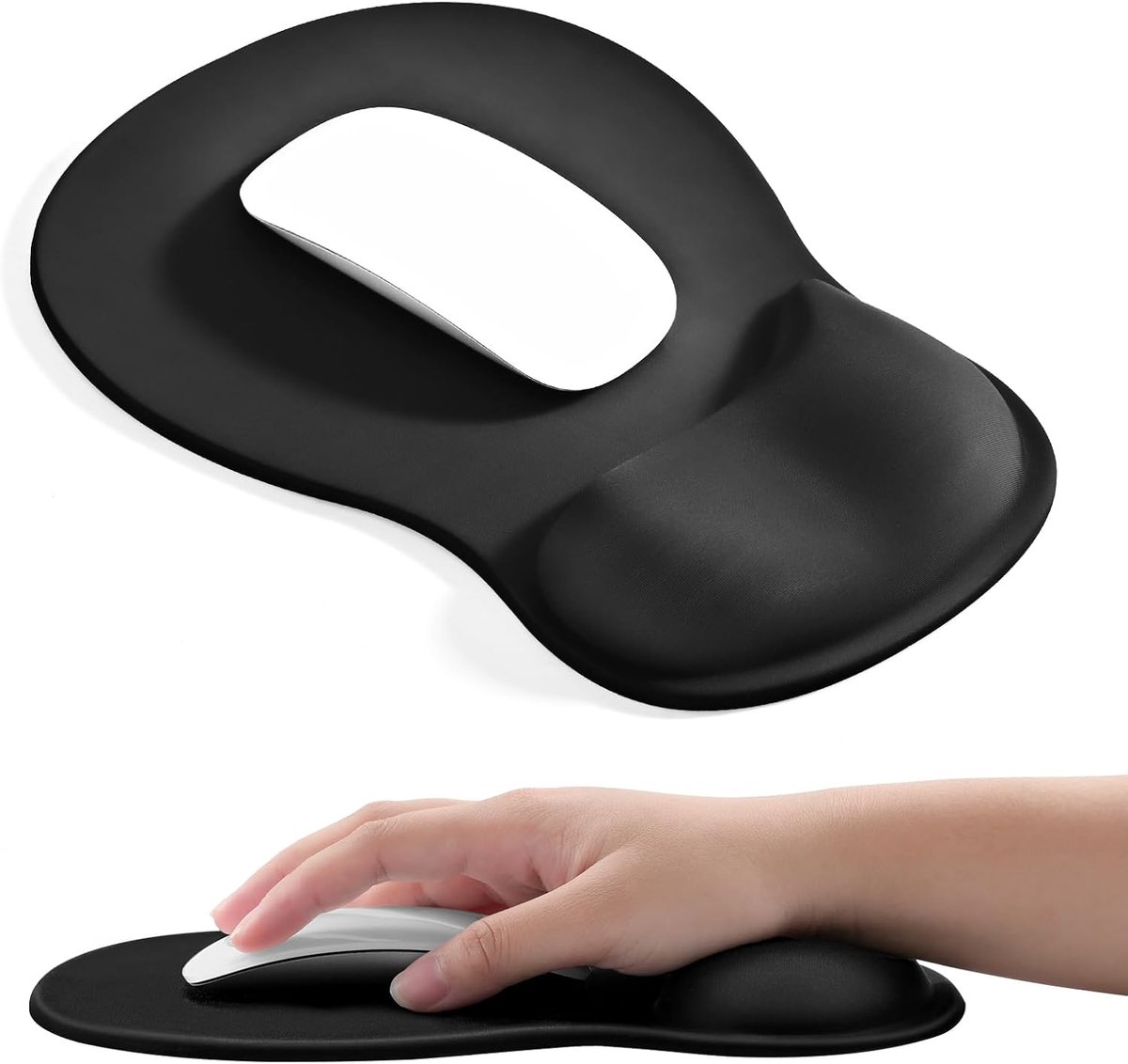 Muismat met Gelpad Polssteun en Antislip Silicone Basis - Duurzaam en Wasbaar Muismat - Zwart - Muismat met polssteun - gladde - slijtvaste muismatten voor kantoor - thuis - computer en laptop - bureauaccessoires - zwart