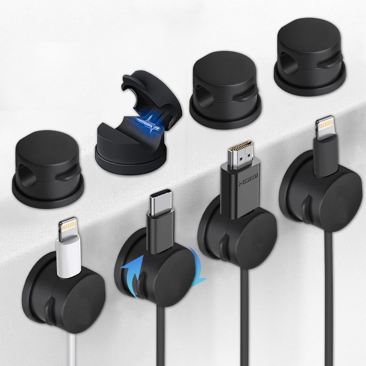 Solidchoice - Set van 8 Draaibare Kabelhouders voor Kabelmanagement