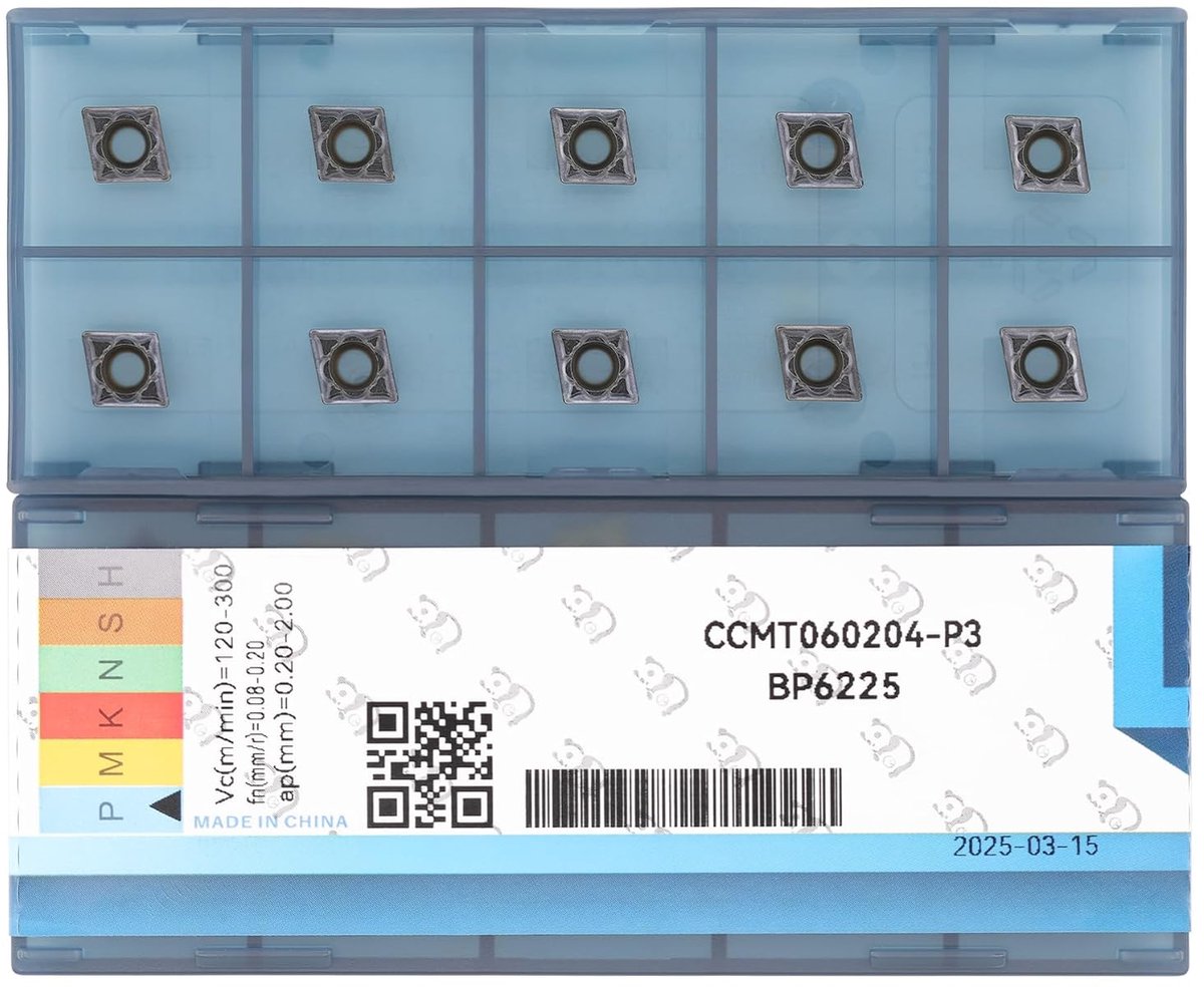 HM Inserts CCMT060204 with positive geometry, For general turning in steel, 10 pcs - ShopVlot