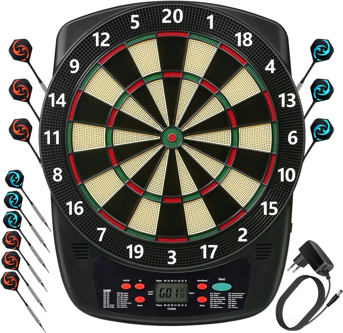 Electronic Dart Board Professional With 6 Darts Innovative Dart Machine With 590 Variants For 1 To 8 Players FDC020 - ShopVlot