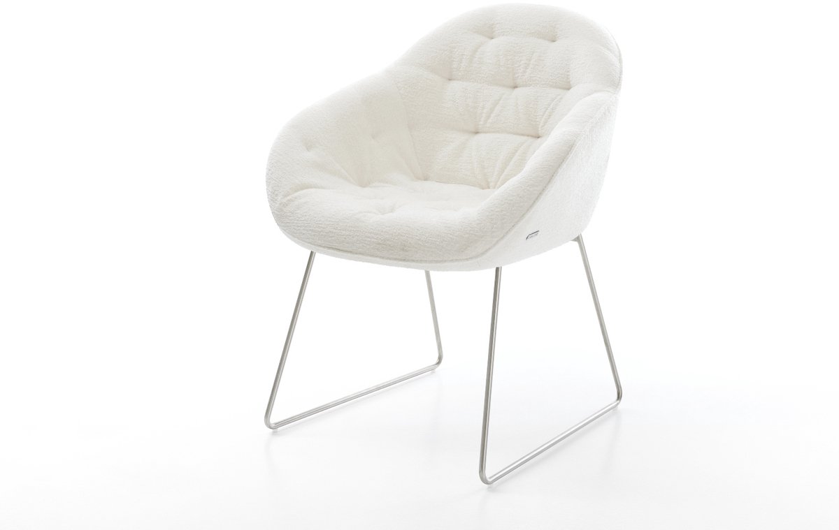 Gestoffeerde-stoel Gaio-Flex slipframe roestvrij staal bouclé zacht beige