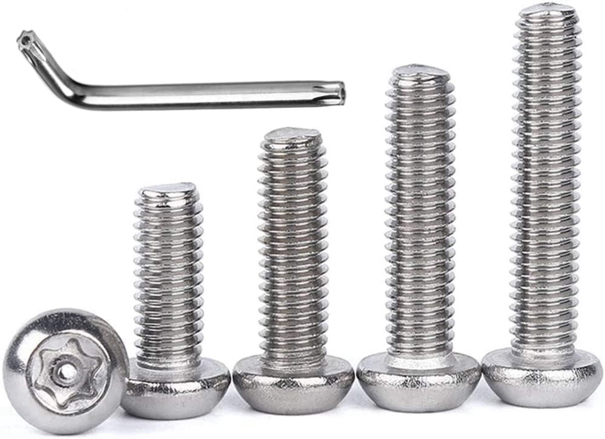 FarDeer Theft protection screws, stainless steel, M6/M8/M10, stainless steel, safety screw, torx safety screw, silver - ShopVlot