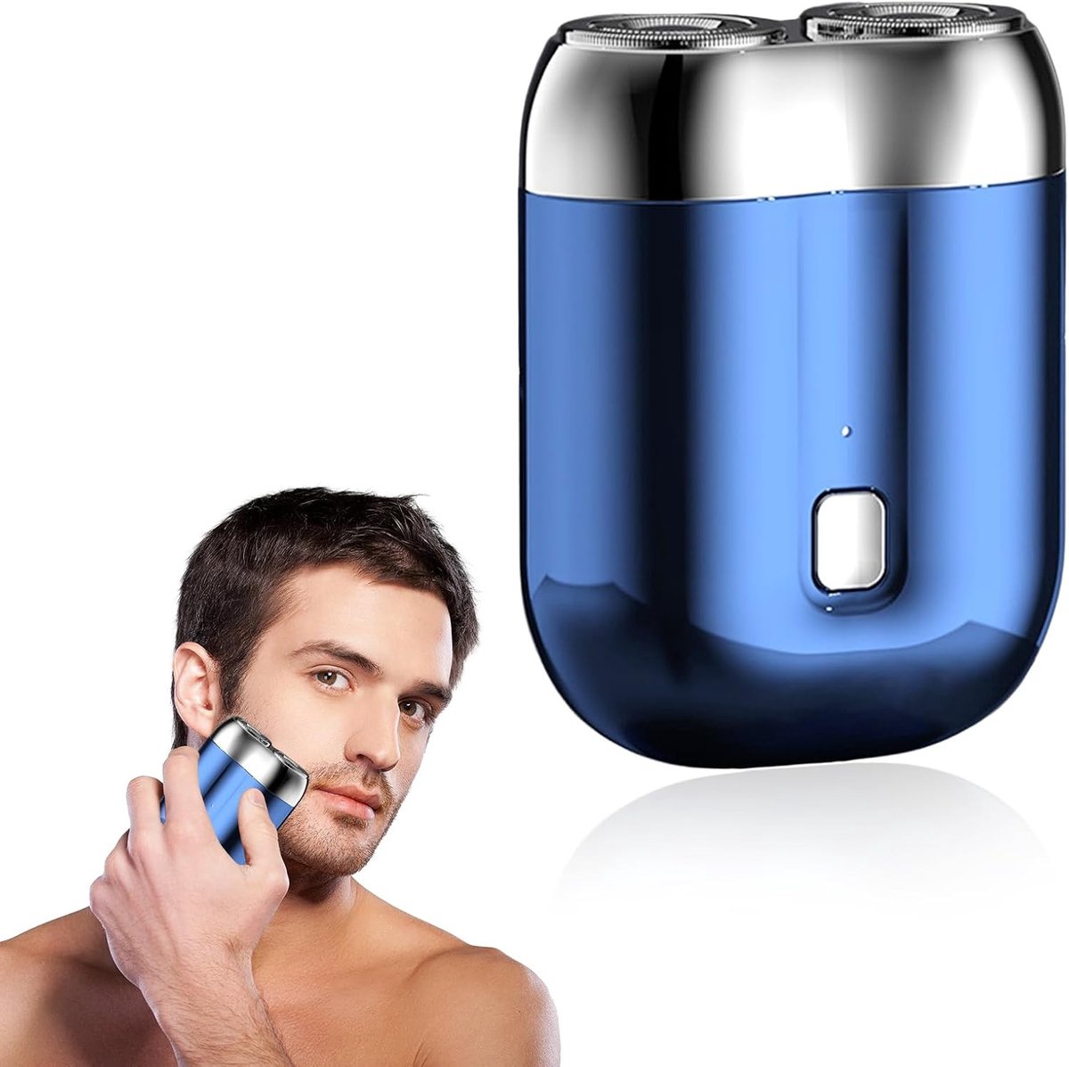Draagbaar elektrisch scheerapparaat - Blauw - 7 x 5,4 cm - IPX7 waterdicht mini-scheerapparaat - Voor Heren