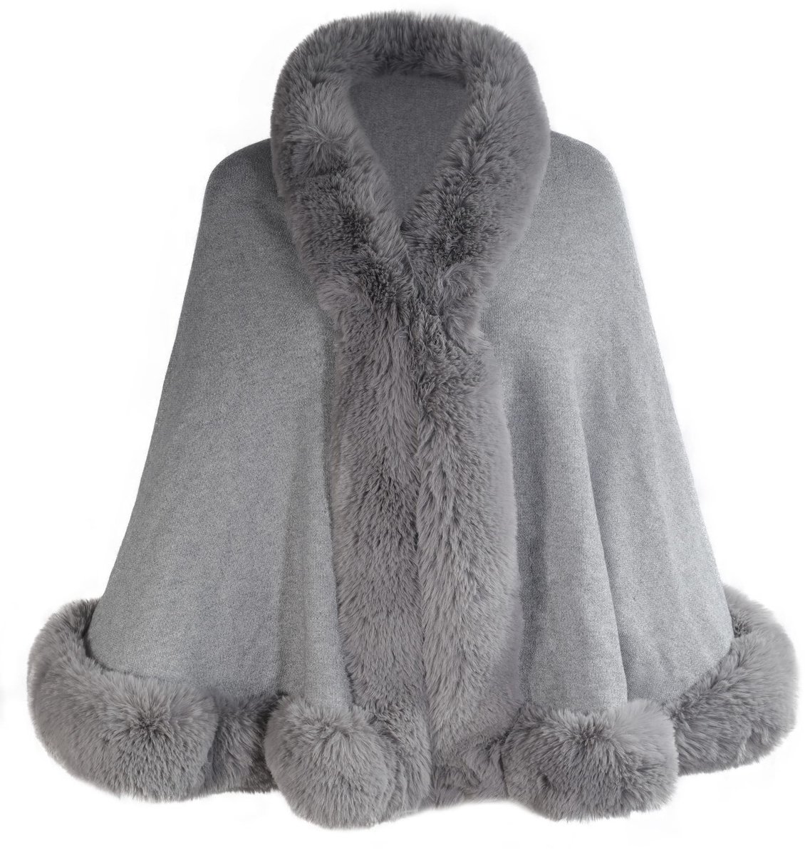 Solidchoice - Dames Winter Faux Fur Poncho met Gebreide Sjaal