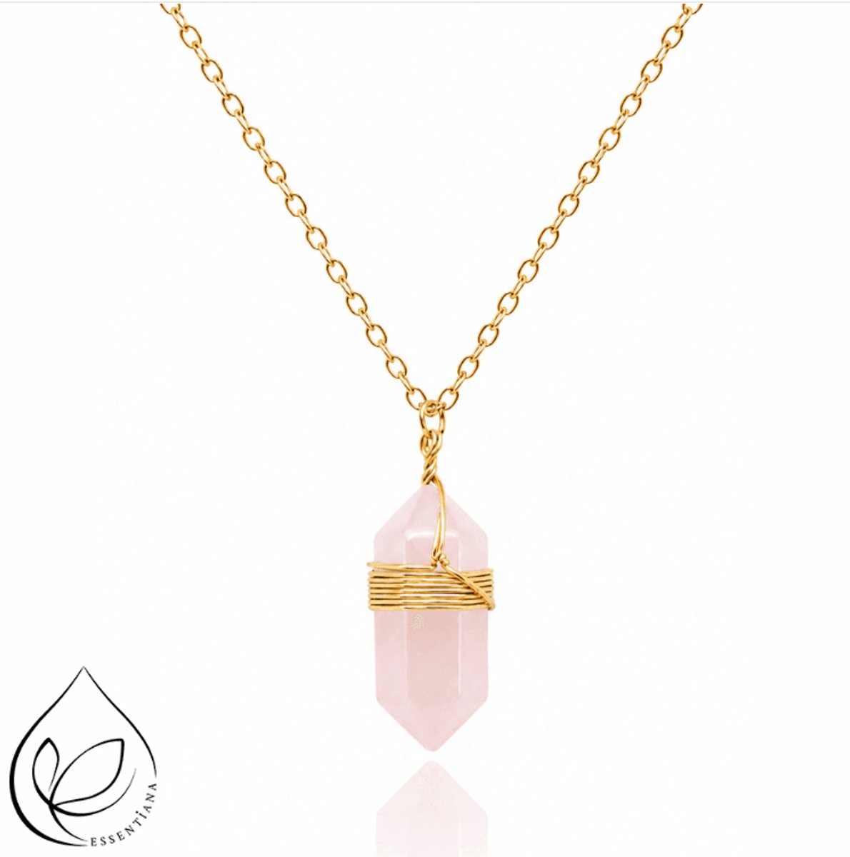 Ketting Rozenkwarts Verguld – Boho