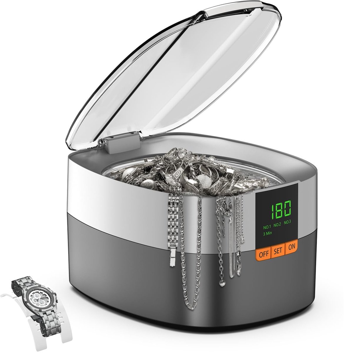 Solidchoice - Ultrasonische Reinigingsmachine 750ml - Digitale Timer voor Sieraden en Brillen